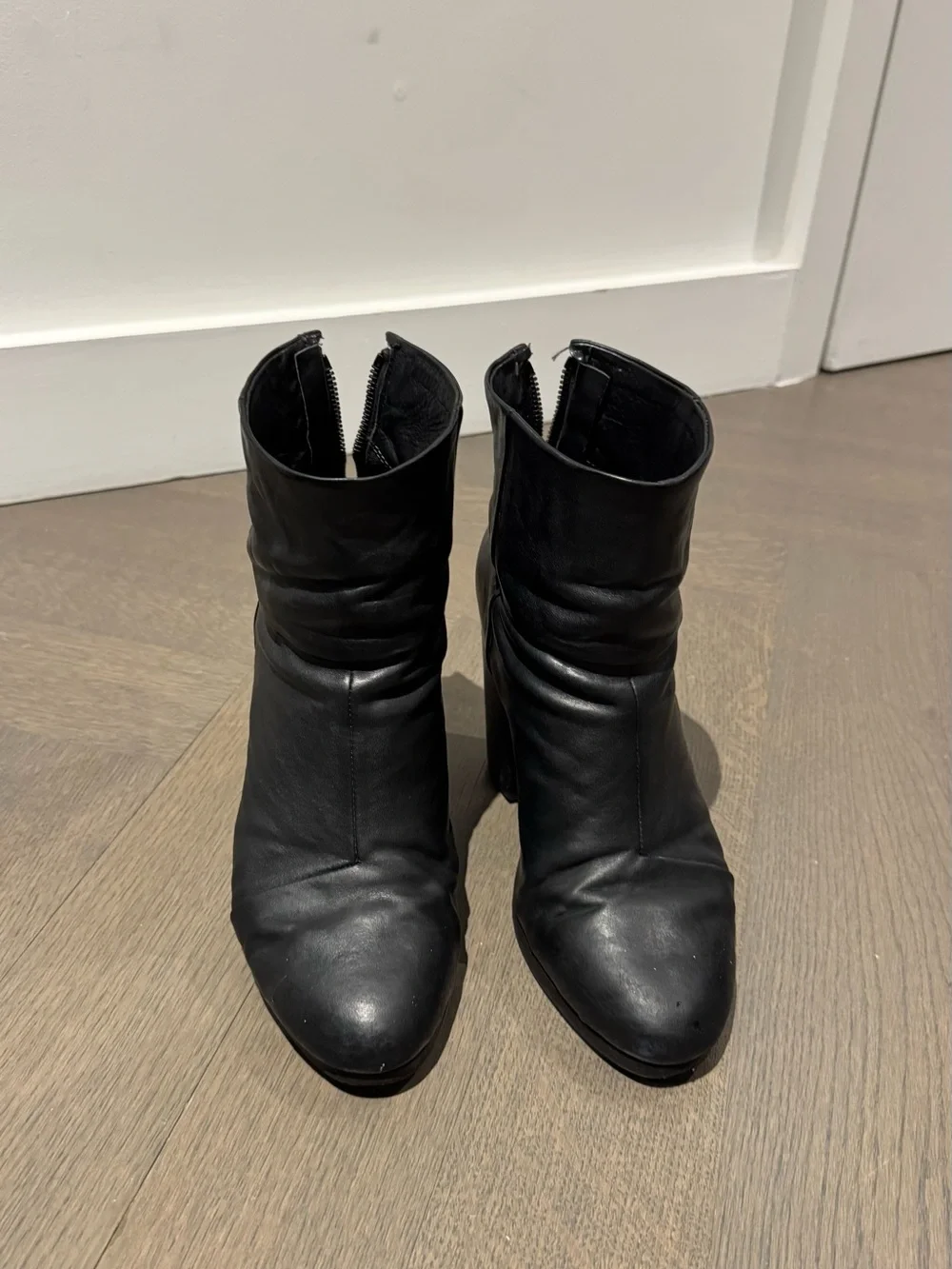rag & bone Black Leather Ankle Booties with Side Zip